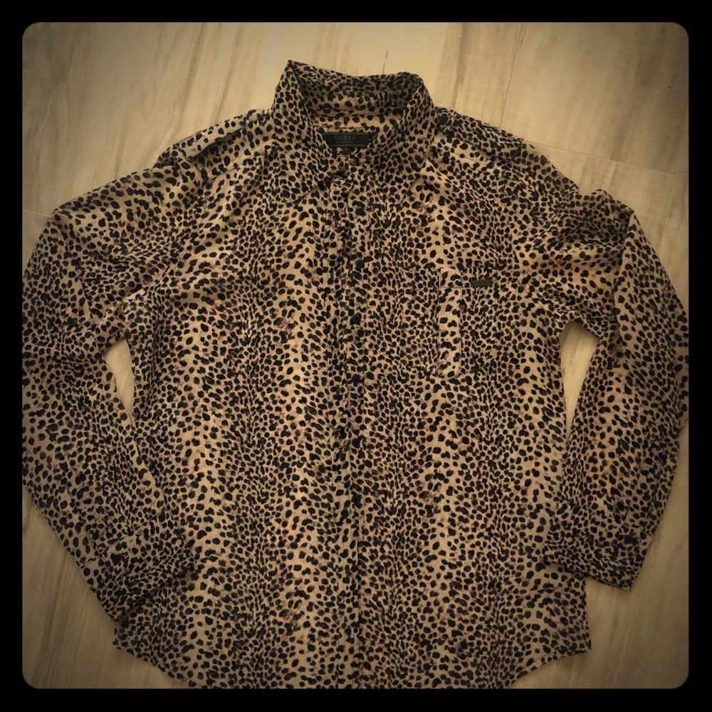 Guess Purple and Black Leopard Print top